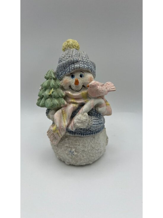 Other - Snowman Figurine With Tree & Bird Cute Winter Holiday Decor